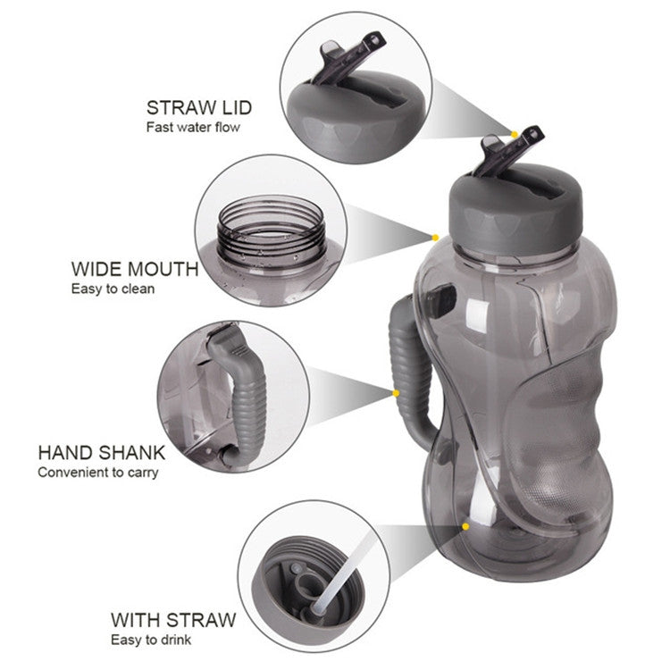 1.5L Large Capacity Outdoor Sports Bottle Space Cup Straw Handle Fitness Plastic Water Cup