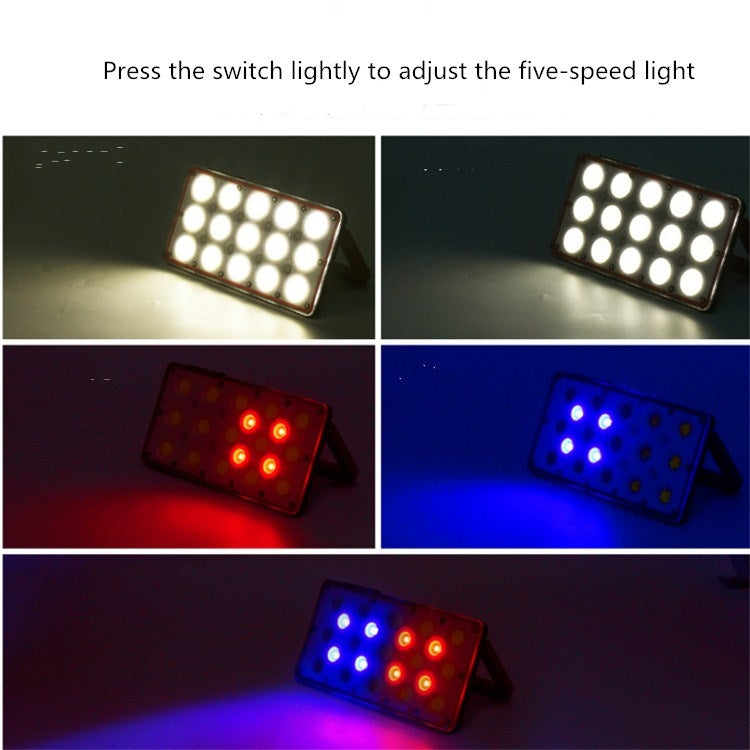 24W 2000LM LED Floodlight Work Lamp Red-Blue Warning Outdoor Multi-function Camping Mobile Floodlight