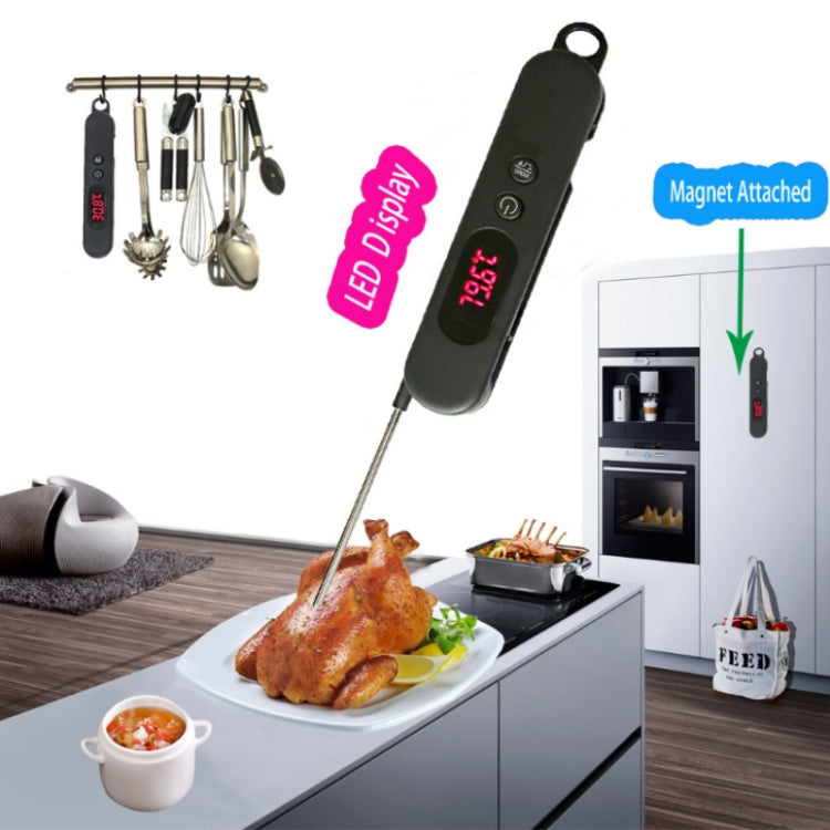 2 PCS Folding Digital Meat Thermometer Probe Wireless Instant Read Kitchen Cooking Food Long Stainless Steel Probe BBQ Thermometer