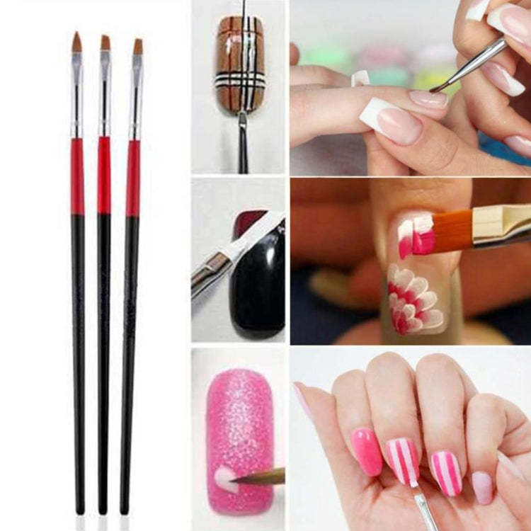 Nail Art Brush Flat Acrylic Drawing Pen UV Gel Design Painting Extension  Nylon Tools Set