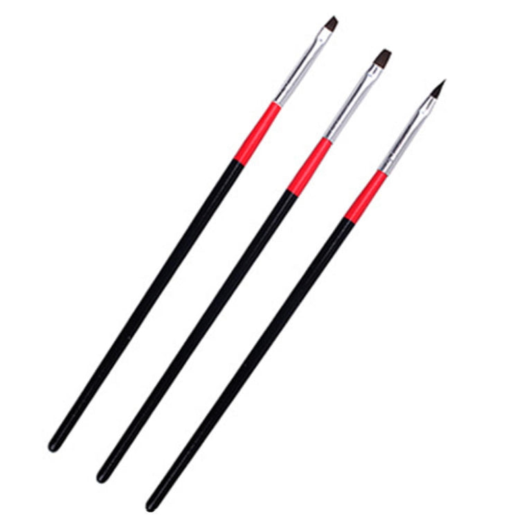 Nail Art Brush Flat Acrylic Drawing Pen UV Gel Design Painting Extension  Nylon Tools Set