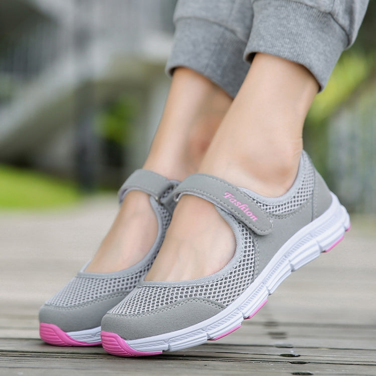 Women Casual Mesh Flat Shoes Soft Sneakers, Size:35