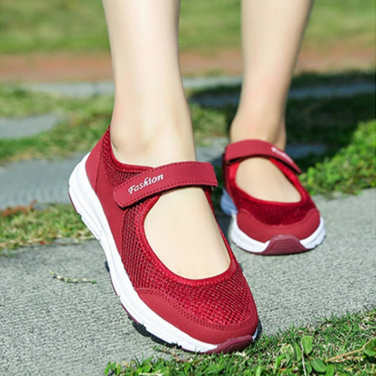 Women Casual Mesh Flat Shoes Soft Sneakers, Size:35
