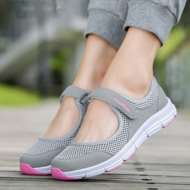 Women Casual Mesh Flat Shoes Soft Sneakers, Size:40