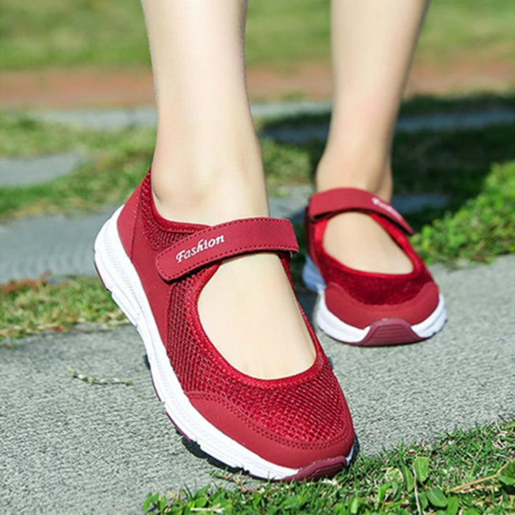 Women Casual Mesh Flat Shoes Soft Sneakers, Size:40