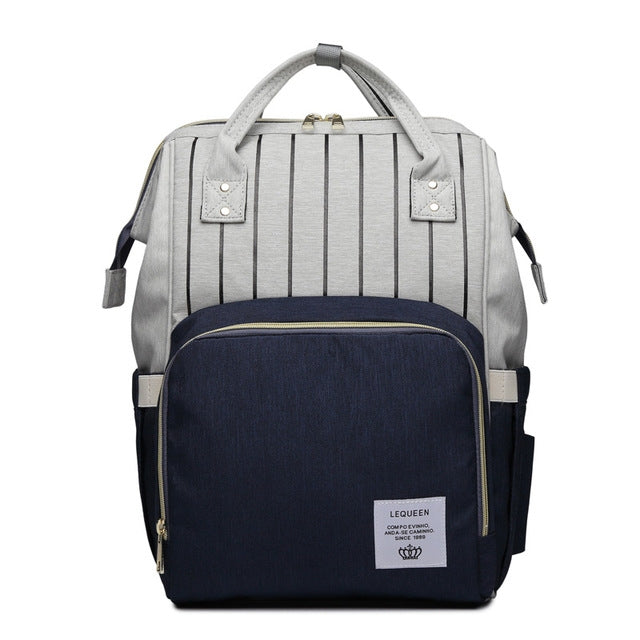 Stripe Fashion Multi-function Mom Bag Treasure Mother Go Out Backpack Large Capacity Baby Bag
