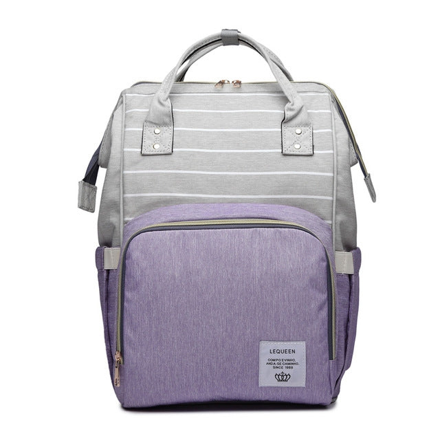 Stripe Fashion Multi-function Mom Bag Treasure Mother Go Out Backpack Large Capacity Baby Bag