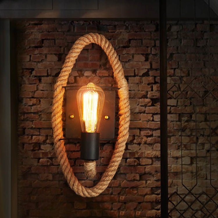 Vintage Hemp Rope Edison Light Bulb Wrought Iron Wall Lamp without Bulb