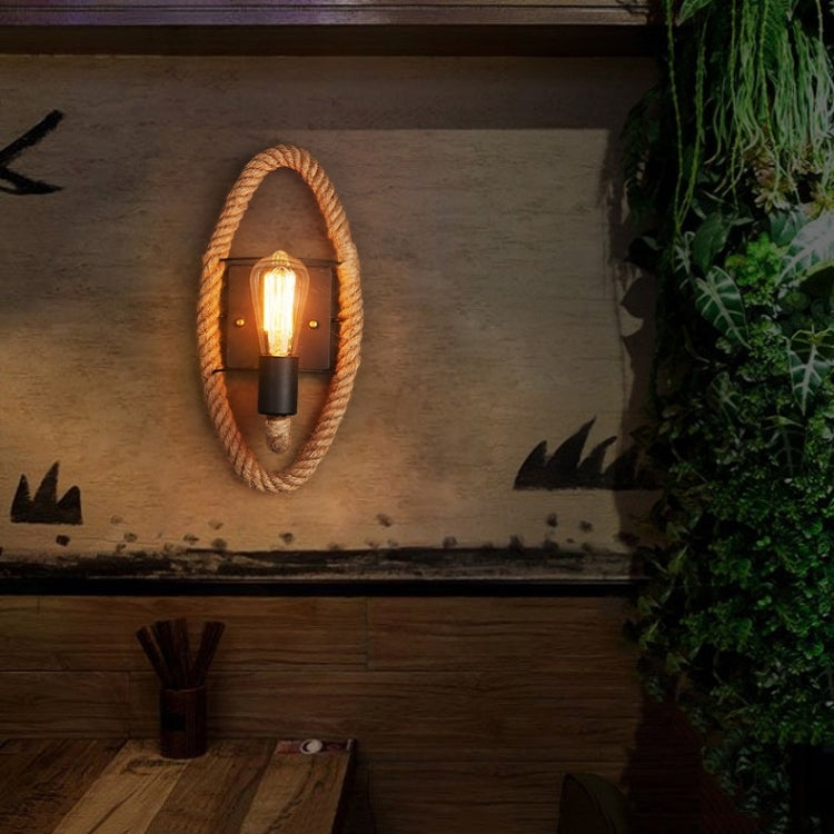 Vintage Hemp Rope Edison Light Bulb Wrought Iron Wall Lamp without Bulb