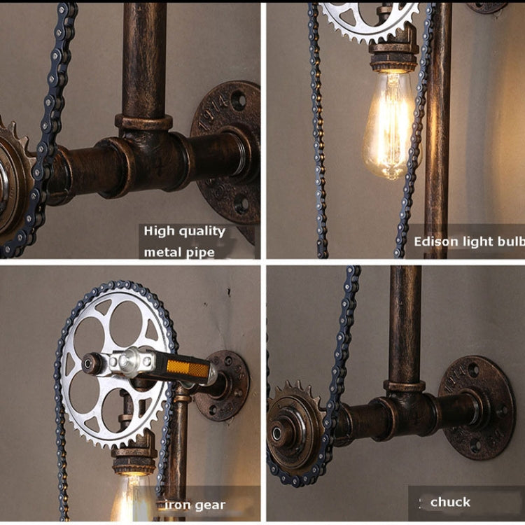 E27 LED Gear Water Pipe Bicycle Wall Lamp Creative Bar Cafe Personality
