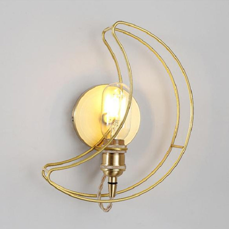 Golden Moon Personality Creative Bedroom Bedside Porch Aisle Wrought Iron Lighting LED Wall Lamp