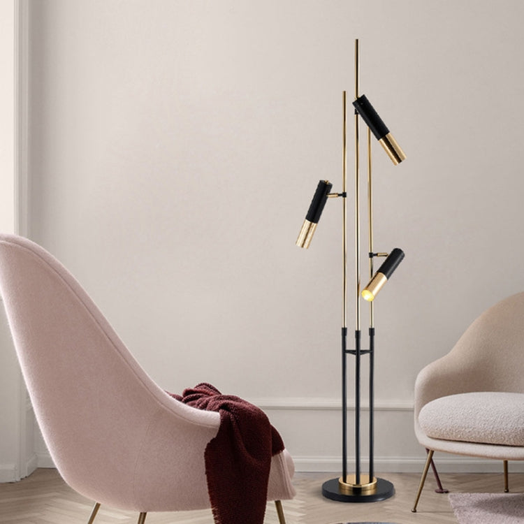 Three-head Electroplating Iron Floor Lamp Coffee Shop Creative Art Exhibition Living Room(Warm Lights)