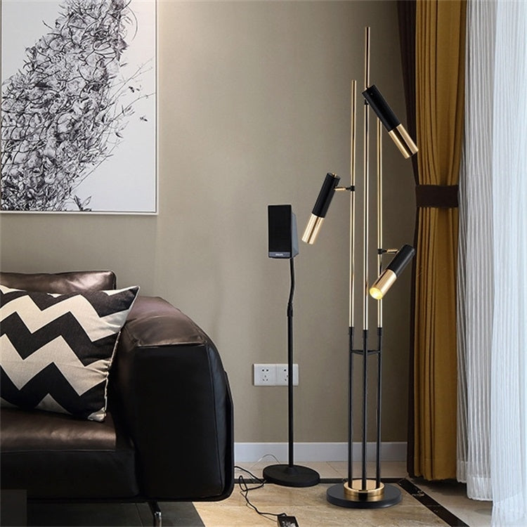 Three-head Electroplating Iron Floor Lamp Coffee Shop Creative Art Exhibition Living Room(Warm Lights)