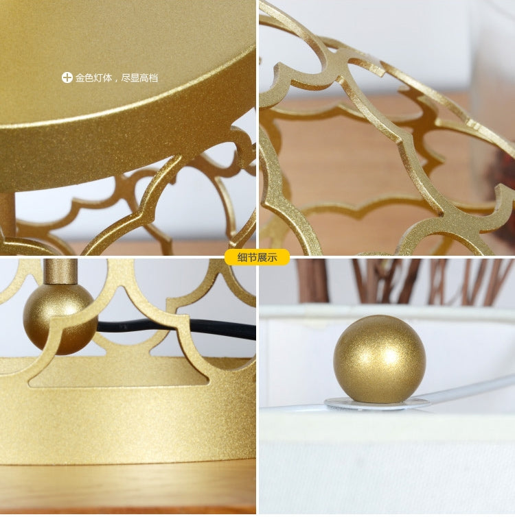 Vintage Gold Iron Cage Living Room Study Bedroom Bedside Light LED Table Lamp