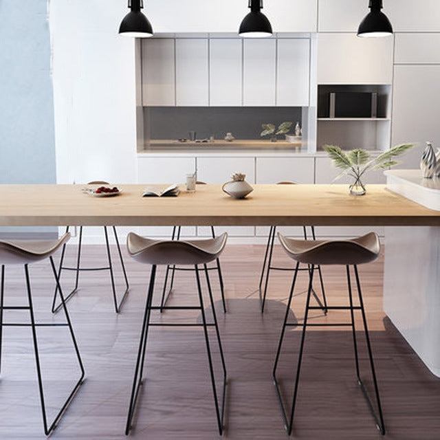 Nordic Design Upholstered PU Leather Pad Metal Base Room Counter Bar Stool(Coffee)