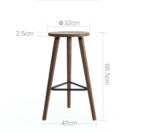 Round Seat Wooden Style Furniture Industrial Bar Stool
