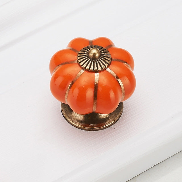 Pastoralism Pumpkin Ceramic Knob Kitchen Ceramic Door Cabinets Cupboard handles