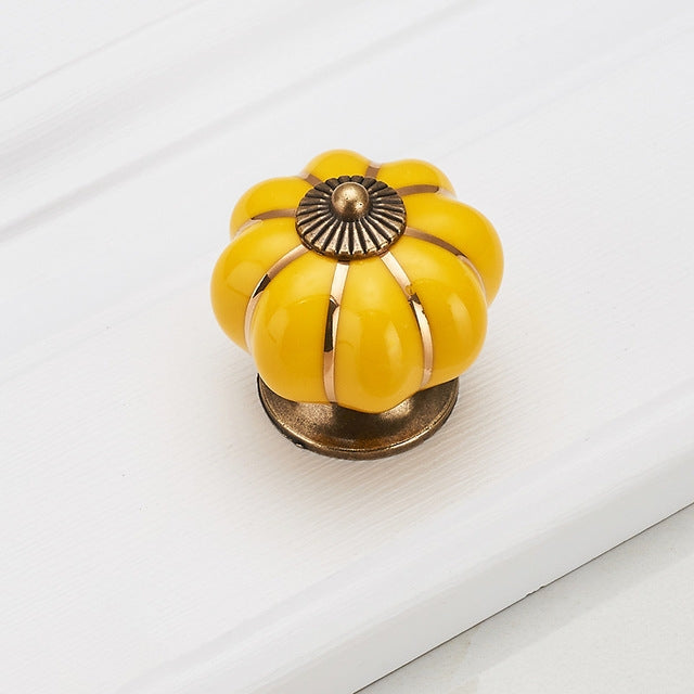 Pastoralism Pumpkin Ceramic Knob Kitchen Ceramic Door Cabinets Cupboard handles