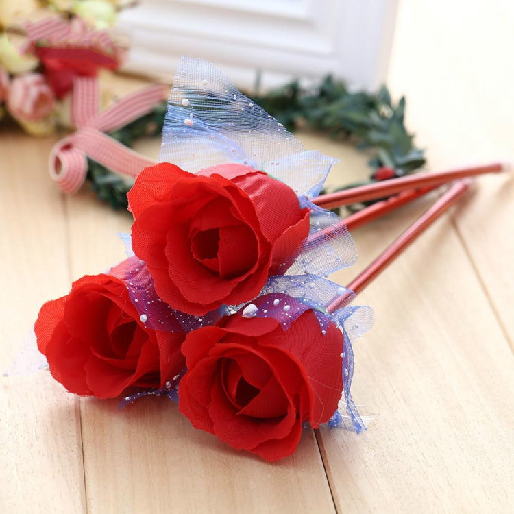 5 PCS Rose Flower Shape Ballpoint Pen Office Supplies Cute Love Girls Students Stationery, Random Color Delivery