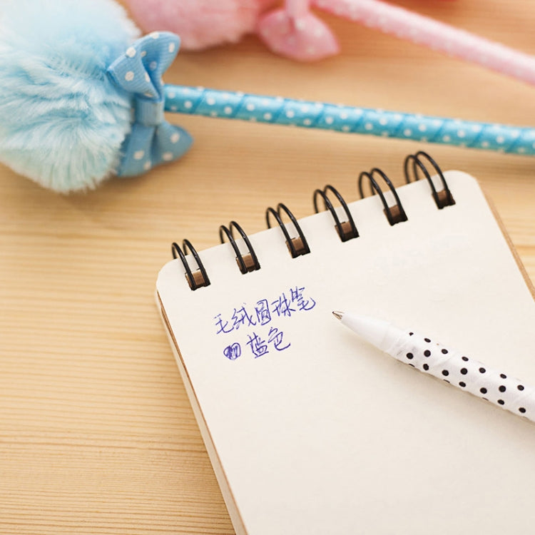 3 PCS Bow Plush Ballpoint Pen Fur Ball Portable Cute Kawaii Pen School Supplies Pens Kids Gifts, Random Color Delivery, Ink Color:Blue