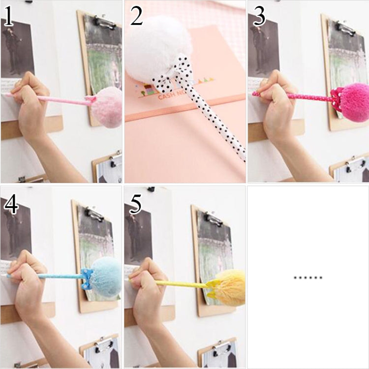 3 PCS Bow Plush Ballpoint Pen Fur Ball Portable Cute Kawaii Pen School Supplies Pens Kids Gifts, Random Color Delivery, Ink Color:Blue