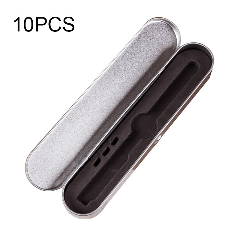 10 PCS Silver Pencil Case Advanced Metal Fountain Pen Box Stationery Gift For Office School Supplies