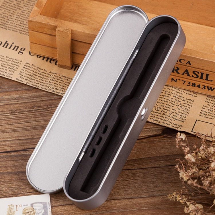 10 PCS Silver Pencil Case Advanced Metal Fountain Pen Box Stationery Gift For Office School Supplies