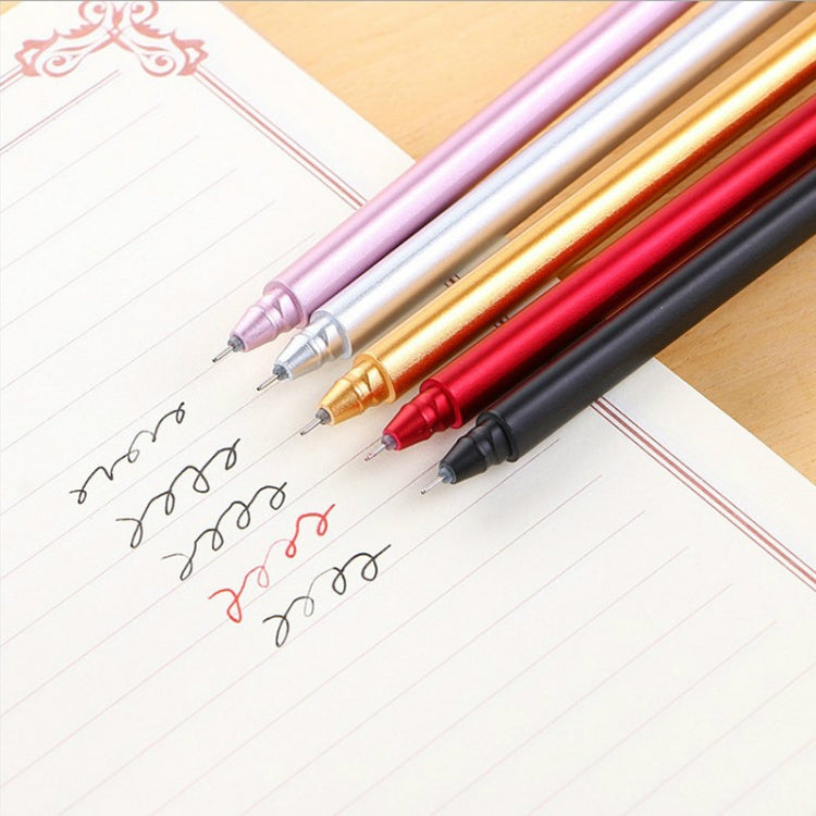 5 PCS Simple Triprism Ballpoint Pen Pure Metal Color School Office Stationery Supplies