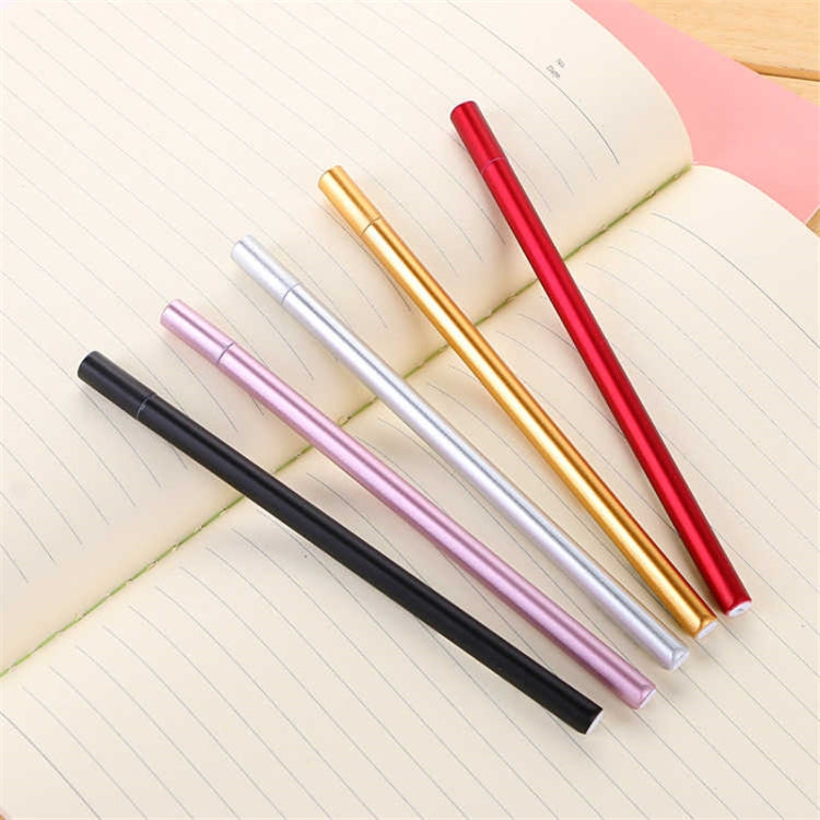 5 PCS Simple Triprism Ballpoint Pen Pure Metal Color School Office Stationery Supplies