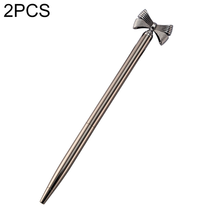 2 PCS Cute Bow Ballpoint Pen Metal Ball Pen Fashion School Office Supplies Students Gift