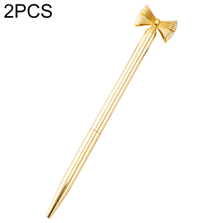 2 PCS Cute Bow Ballpoint Pen Metal Ball Pen Fashion School Office Supplies Students Gift