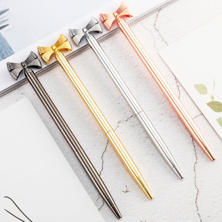 2 PCS Cute Bow Ballpoint Pen Metal Ball Pen Fashion School Office Supplies Students Gift