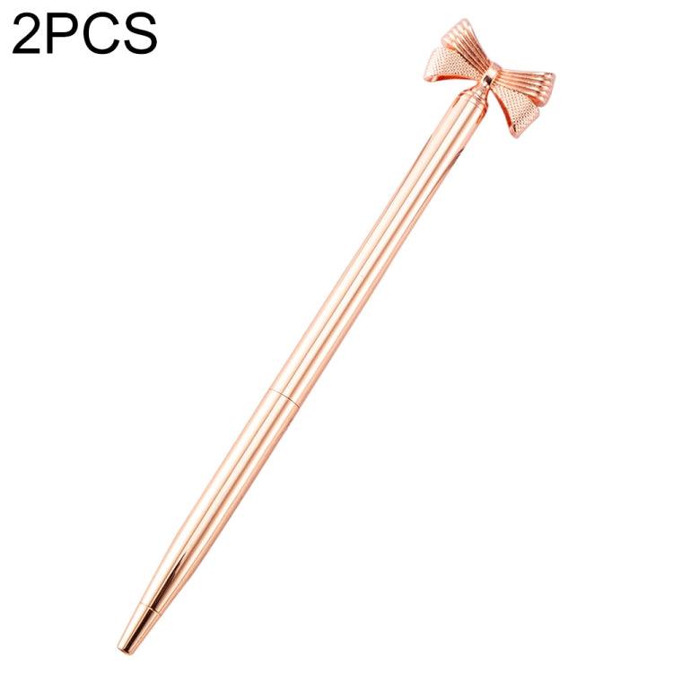 2 PCS Cute Bow Ballpoint Pen Metal Ball Pen Fashion School Office Supplies Students Gift