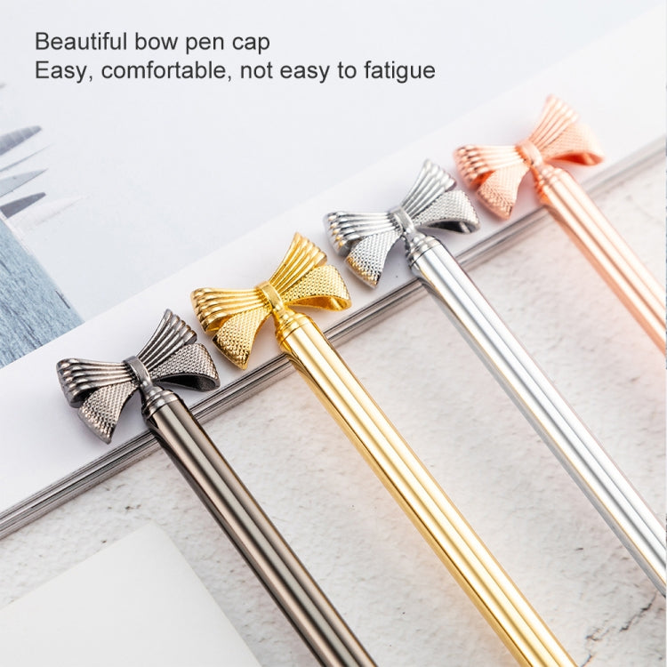 2 PCS Cute Bow Ballpoint Pen Metal Ball Pen Fashion School Office Supplies Students Gift