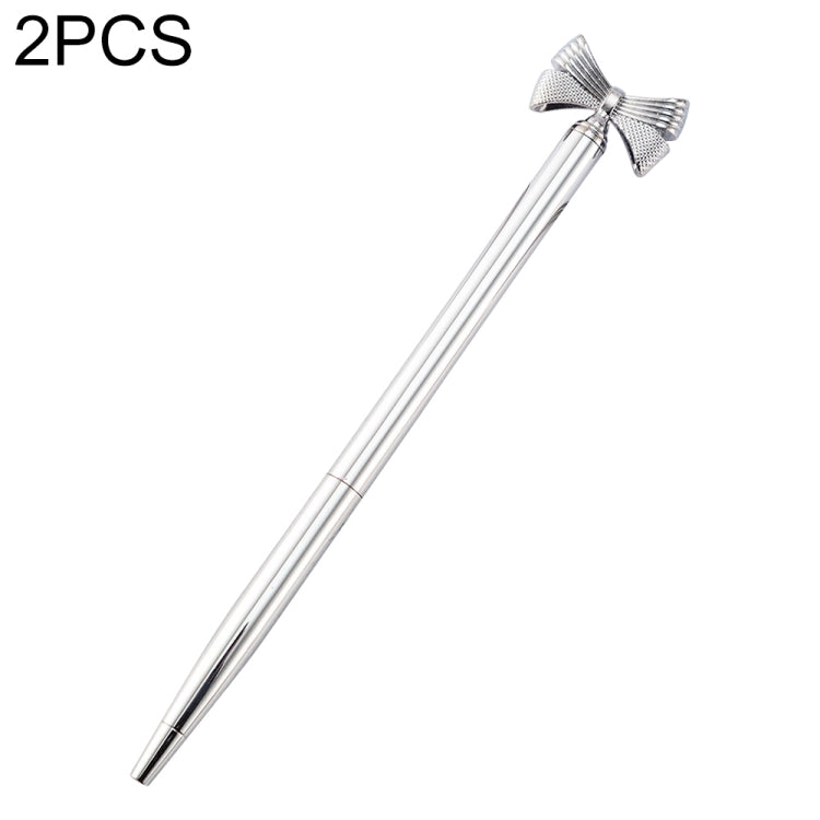 2 PCS Cute Bow Ballpoint Pen Metal Ball Pen Fashion School Office Supplies Students Gift