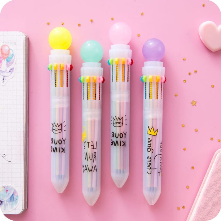 4 PCS Creative 10 Colors Ballpoint Pen Marker Pen Multifunction Candy Color Press Ball Pen Kids Student Gift, Random Color Delivery