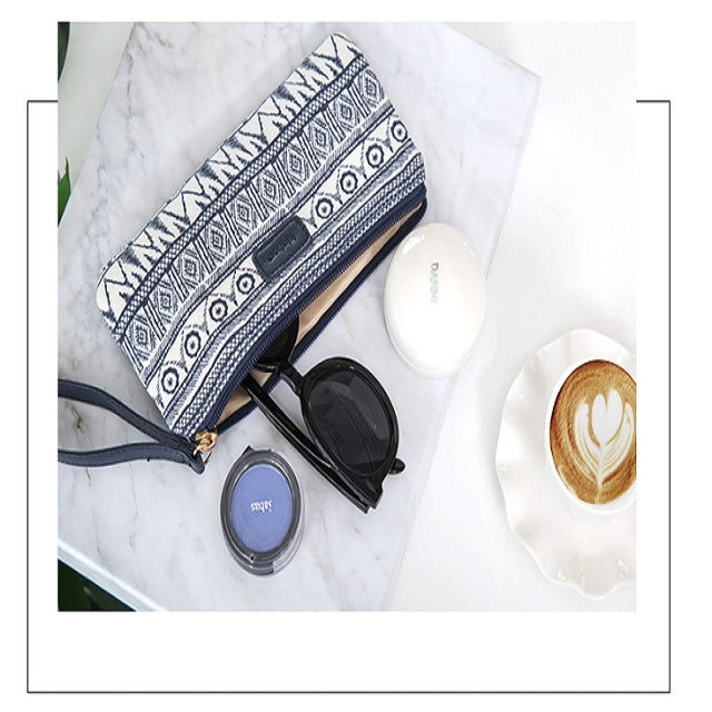 Ethnic Style Vintage Pencil Case School Supplies Stationery Pencilcase Cute Pencil Box Pencil Bag(Azure pencil case)