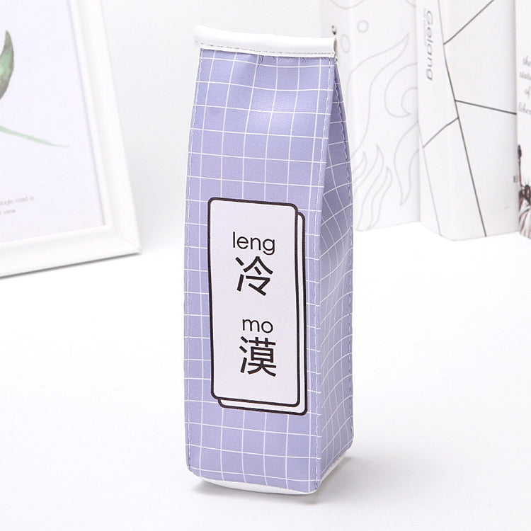 2 PCS Creative Simple Fun Text Milk Box Pen Small Fresh Male Female Students Pencil Bag Large Capacity Storage Stationery