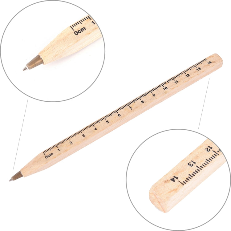 2 PCS Novelty Handmade Wooden Environmental Ruler Design DIY Multifunction Ballpoint Pen Writing Supplies