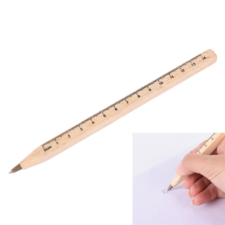 2 PCS Novelty Handmade Wooden Environmental Ruler Design DIY Multifunction Ballpoint Pen Writing Supplies