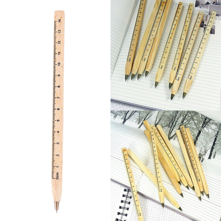 2 PCS Novelty Handmade Wooden Environmental Ruler Design DIY Multifunction Ballpoint Pen Writing Supplies