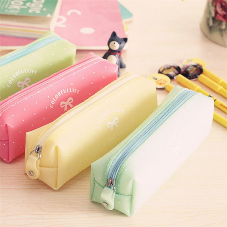Cute Candy Color Bow Jelly Silicone Waterproof Pencil Case Stationery Storage Organizer Bag School Office Supply
