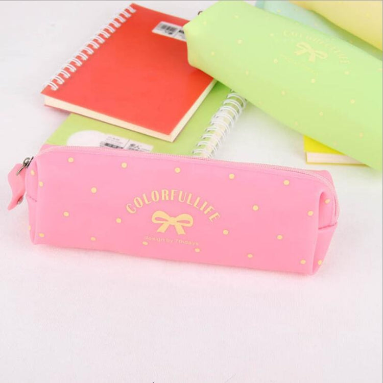 Cute Candy Color Bow Jelly Silicone Waterproof Pencil Case Stationery Storage Organizer Bag School Office Supply