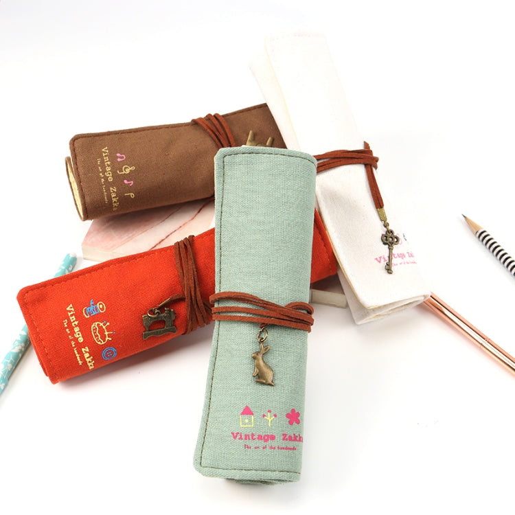 Cute Canvas Bag Holder Roll Up Stationery Pencil Bag Stationery Supplies