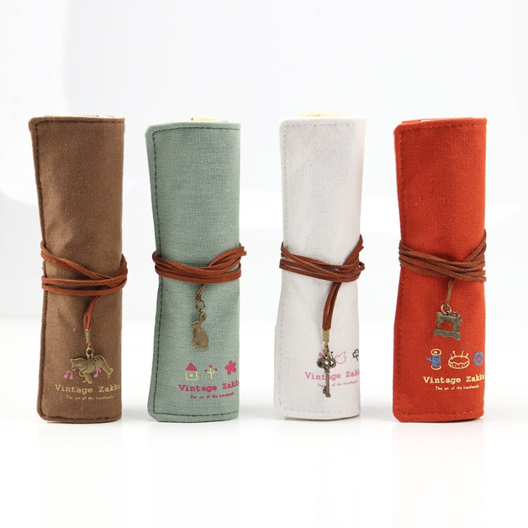 Cute Canvas Bag Holder Roll Up Stationery Pencil Bag Stationery Supplies