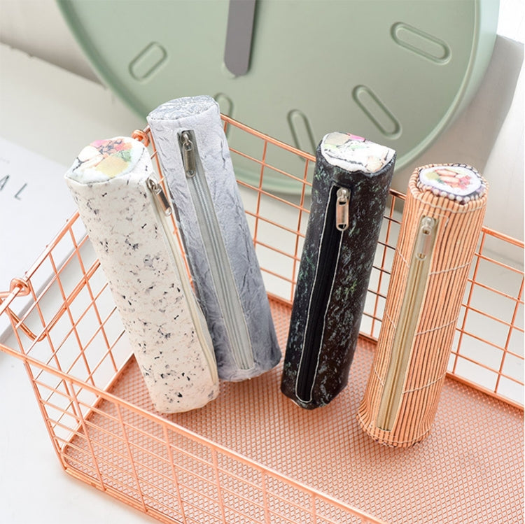 Creative Pencil Bag Kimbap Rice Cylinder Fashion Cute Printing Zipper Pencil Bag Student Pencil Case