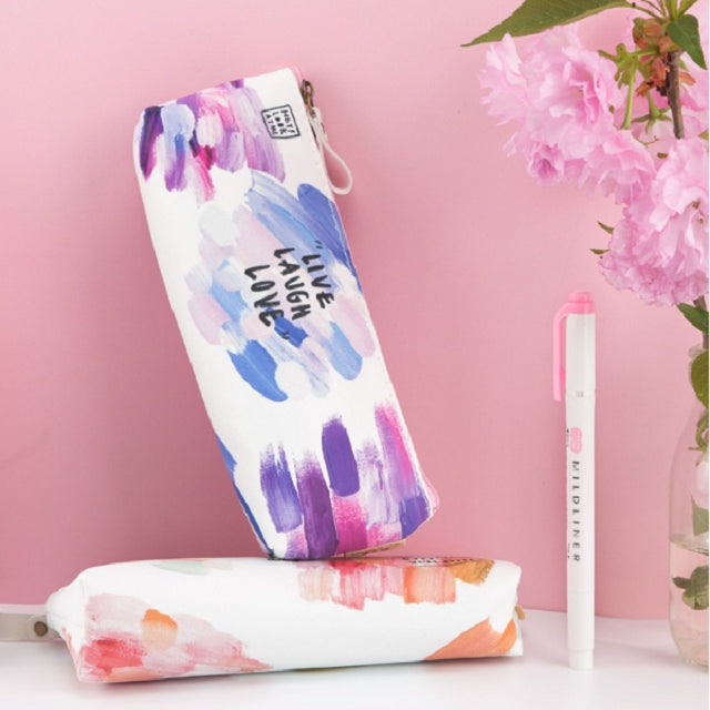 Kawaii Canvas Pencil Bags Cases Colorful Creative Brush Doodle Pouch School Supplies Stationery Pen Box