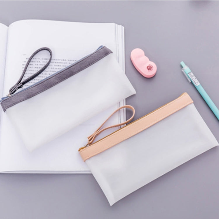 Creative Solid Color Transparent Scrub Pencil Bag Student Pencil Case Office School Supplies