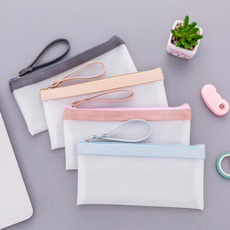 Creative Solid Color Transparent Scrub Pencil Bag Student Pencil Case Office School Supplies