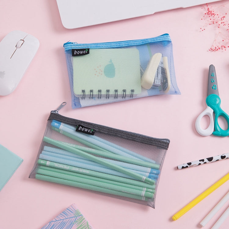 4 PCS Simple Transparent Mesh Pencil Case Pen Bag Office Student School Supplies